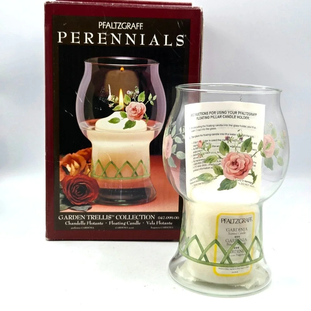 Pfaltzgraff Perennials  Floating Pillar Candle Lamp Gardenia NEW in Box‎